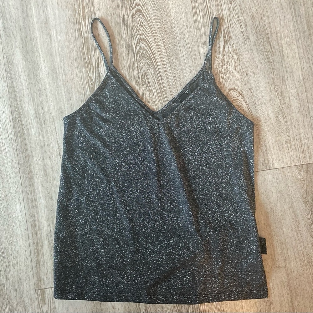 Shimmery Black Silver Topshop Crop Top